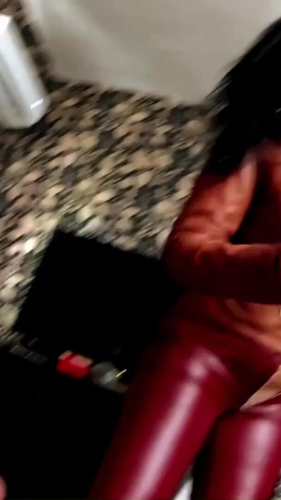 Brown Leather Zipper Pants POV. Big Cigar, Reverse Cowgirl and Double Cum | Clip 1