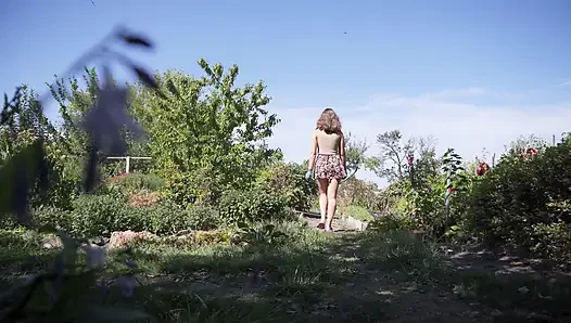 Watching Hot Neighbor Working in Garden