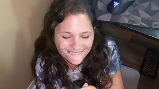 Nerd wishes for Weeb Girlfriend, appears and sucks his dick, cums on her face