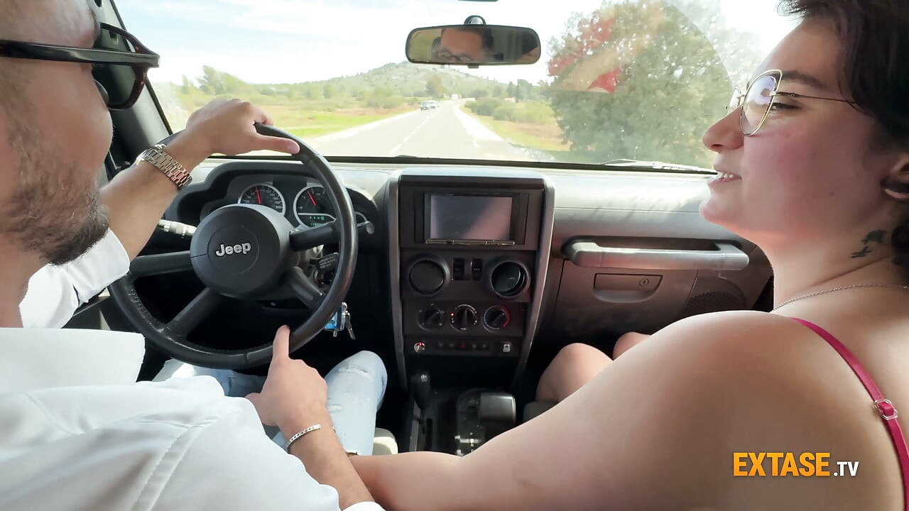 Huge bombed french slut Mizaki gets a very naughty car ride