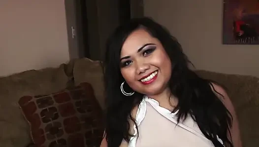 Asian chubby maid fucked by two hard cocks