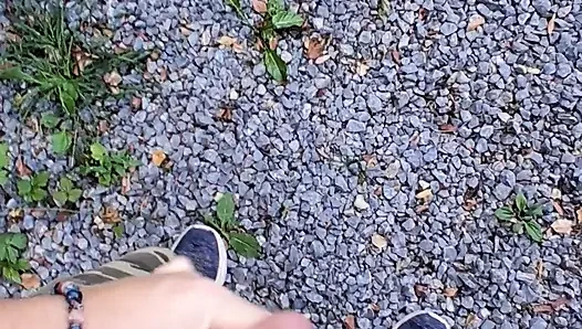 Risky handjob public