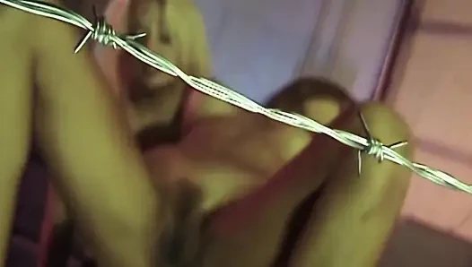 Blonde and Brunette in Steamy Warehouse Threesome with Pink Lights
