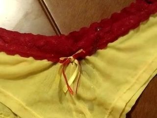 Cum in yellow panties