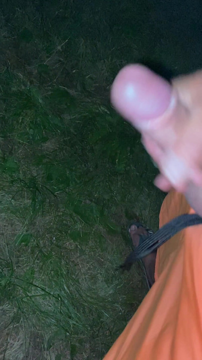 Big cumshot outdoors