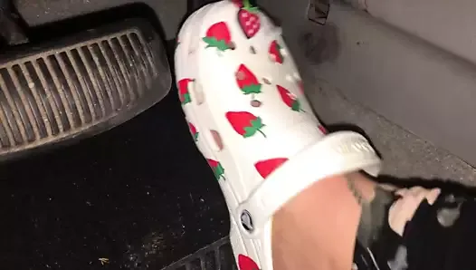 My girlfriend pedal pumping in crocs