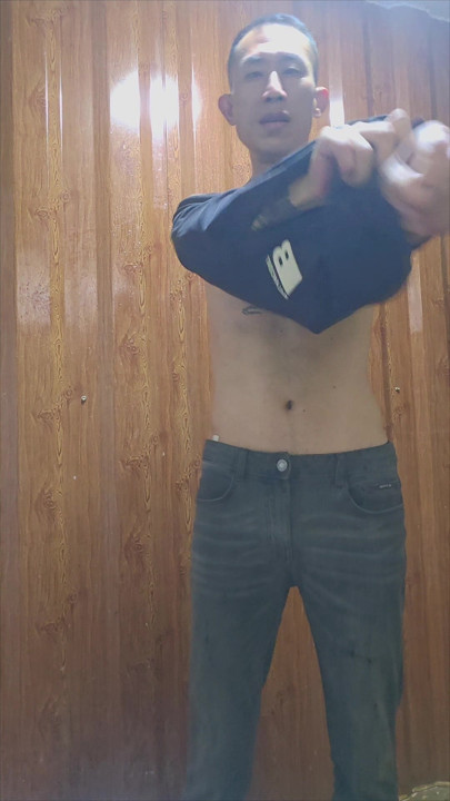 A video of undressing before showering