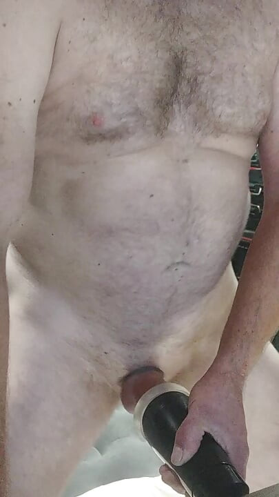 Solo Male fuck  flashlight and hold cum on the edge