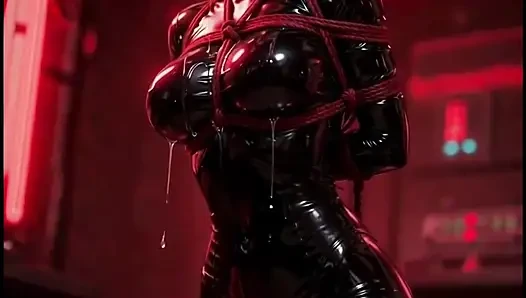 Bondage Anime Girl 2 Latex Rope Gagball