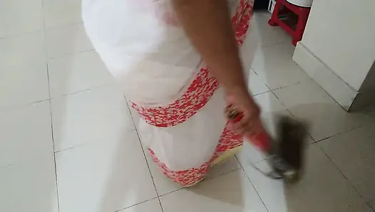 Stepmom Rough Fucked by Stepson While Sweeping the House
