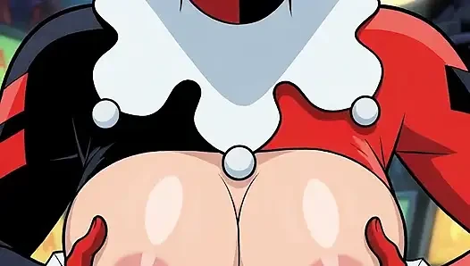 Киска Harley Quinn с тугой лысой задницей соблазняет