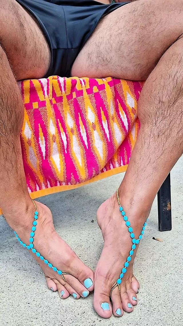 Sitting outside in the sun showing off my barefoot sandals and toes