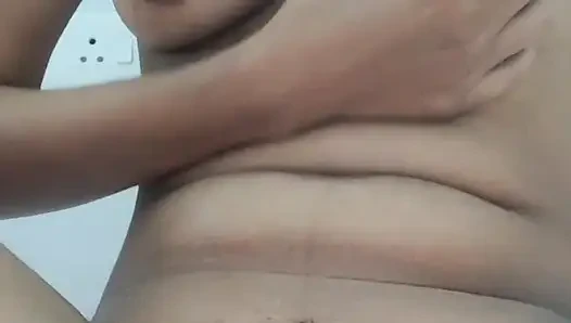 Hot indian wife fingering her pussy and pressing boobs