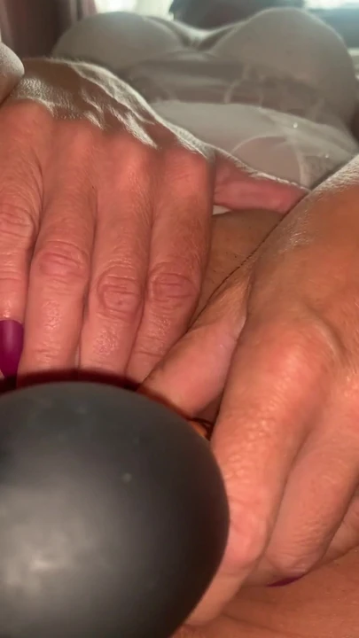 Captivating moment from "Close up of my Wife in white outfit and high heels starts to play before fucked with toy and"
