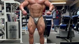 Muscle dad posing in gym: part one