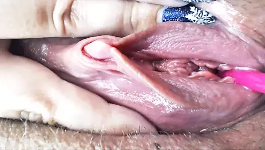 Pussy torture. Rub and Care Closeup