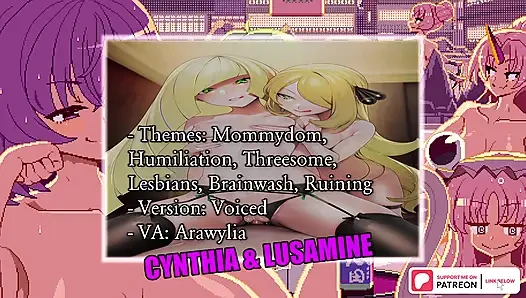 Cynthia & Lusamine's Sex League Challenge (Pokemon, Mommydom, Ruined Orgasm, Humiliation, FFM Threesome, Lesbians, Femdom)