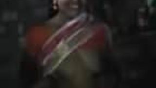 Satin Silk Saree maid showing boobs