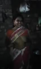 Satin Silk Saree maid showing boobs