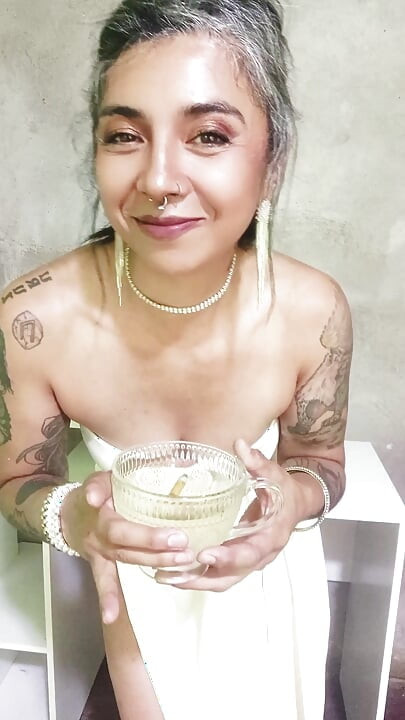 My Special Warm Cocktail in White Dress