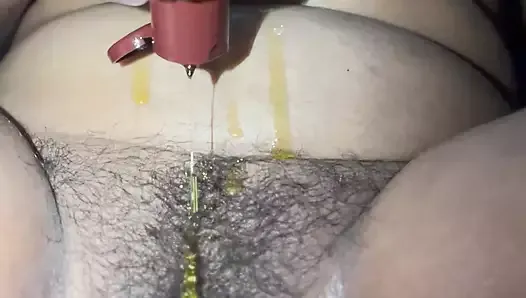 Oily pussy needs a big dick