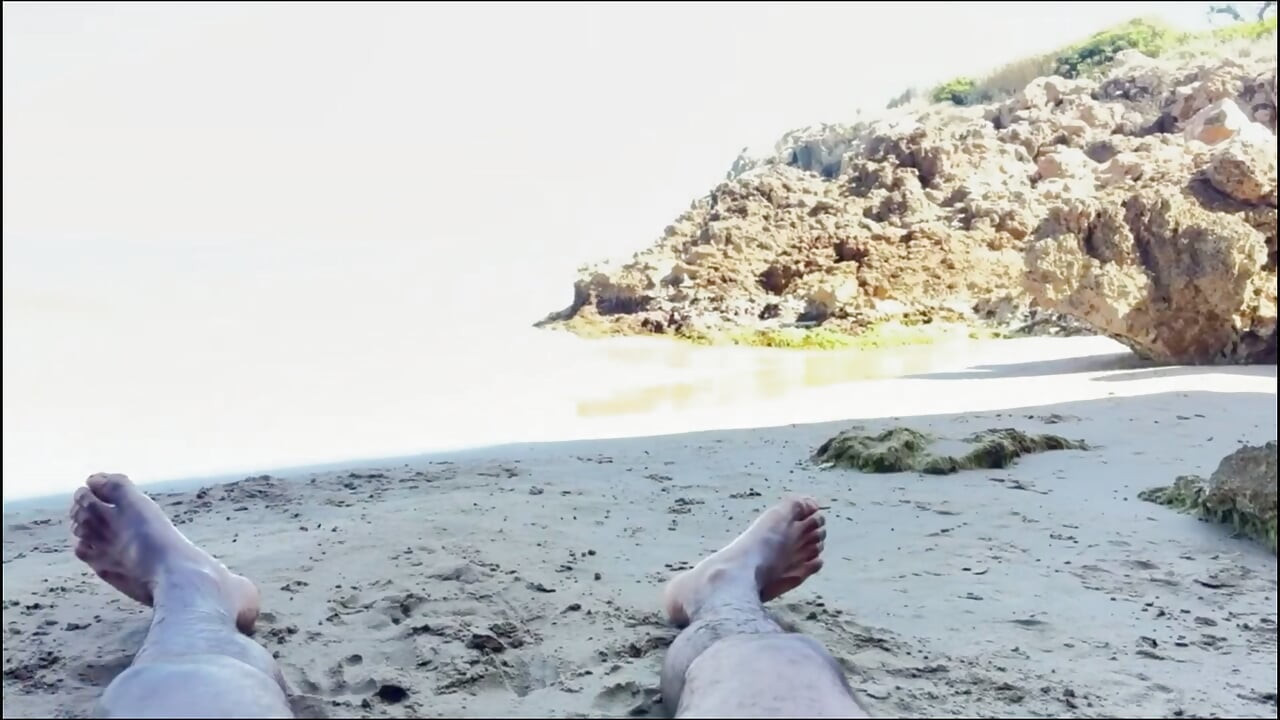 Sex on the beach after the party young couple fucking with public