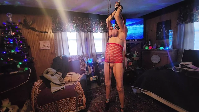 Hanged by Her Tits and Whipped