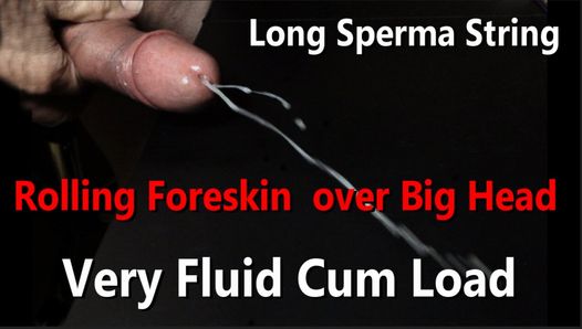 Foreskin rolando sobre cabeça de cogumelo gozando, carga muito fluida, pov com áudio ao vivo