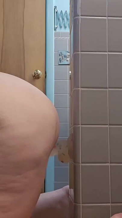 First Time! BBW Fucks Dildo on Wall | Clip 2