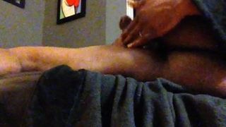 More reverse tugging of my big black cock and cumming thick
