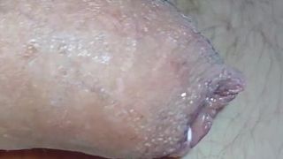 Uncut little dick cum