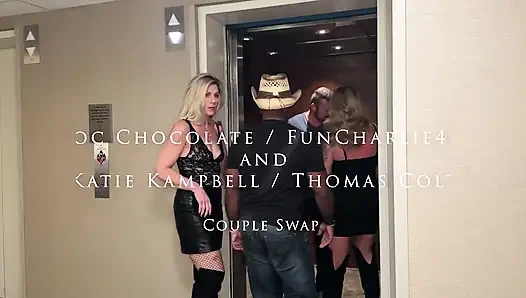 Pasangan swinger antar ras bertukar istri dengan pasangan kulit putih yang bugar