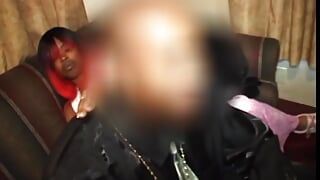 Couple of pretty black whores are getting their faces covered with semen after blowing cock