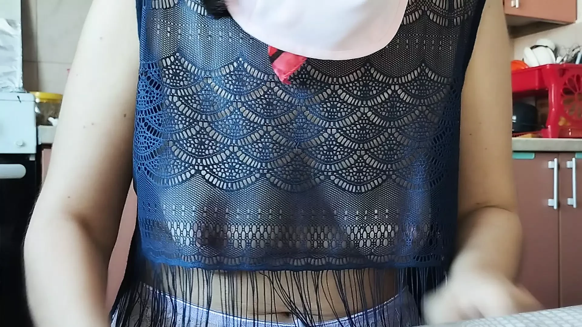 Naughty sexy milf tries on naked clothes. Latina hairy pussy tries on clothes in bed.