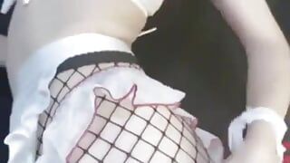 Anime Girl in Mesh Shows Her Ass and Pussy