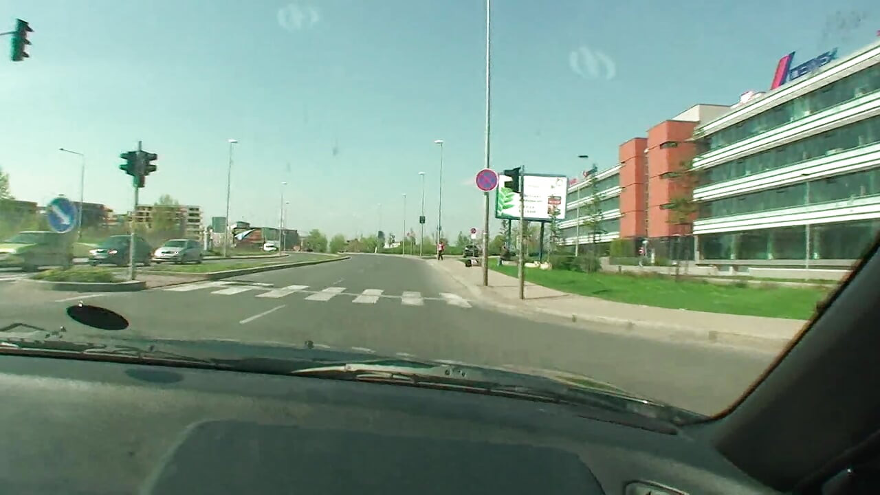 Picked up brunette teen blowing and riding two dicks