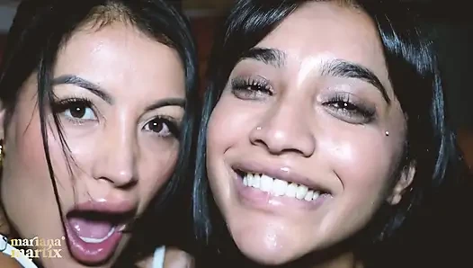 İç çamaşırlı iki büyük memeli sürtük sert lezbiyen seks yapıyor - Mariana Martix ve Yasmina Khan