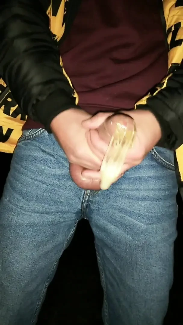 Twink Fills Cum Filled Condom Even More and Swallows All That Cum