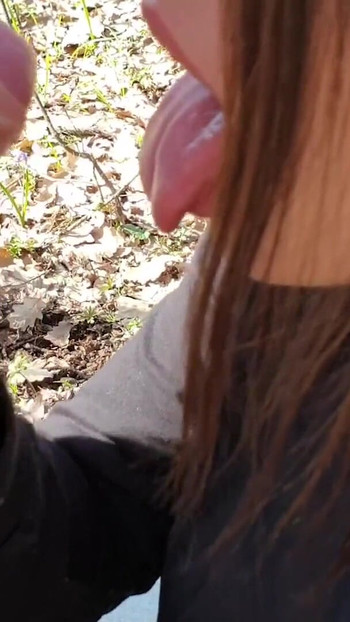 Unforgettable moment from "Blowjob in forest, swallowing my stepbrother's cum"