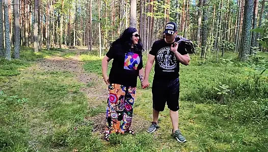 A hot mom and a young guy had a wild adventure in the woods. They had a great time together, and everyone got what they wanted.
