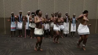 Hundreds of busty topless African girls ready for contest