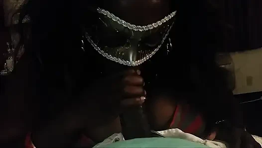 masked milf on her knees