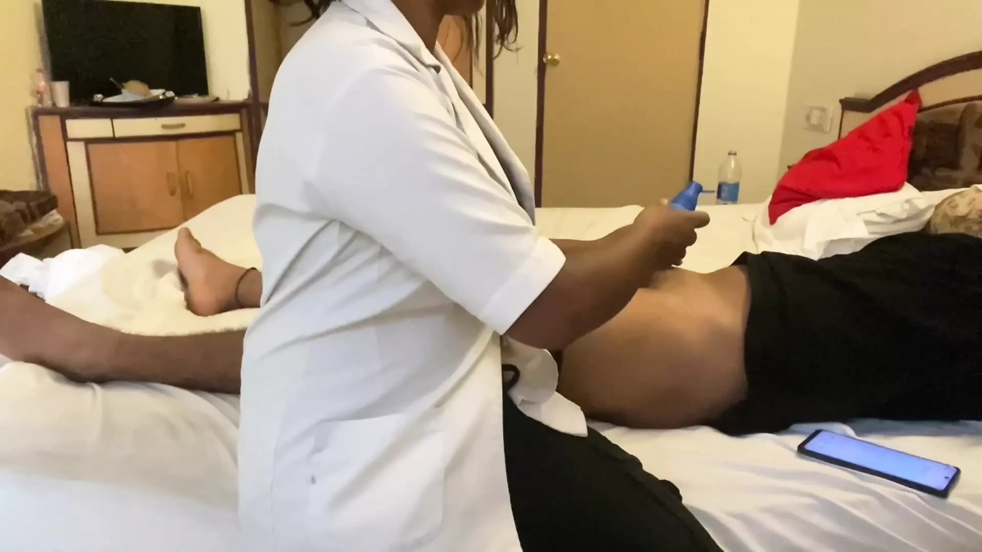 The boy got aroused by seeing the sexy doctor and the two had sex