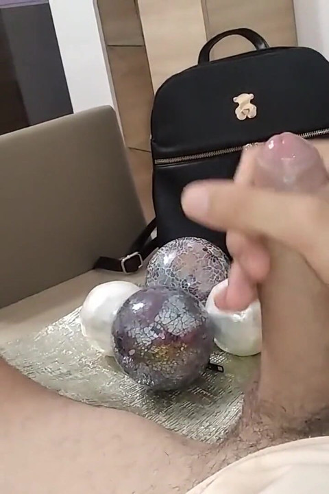 Cumshot From This Huge Cock of a Hot Guy Squirting and Slowly Down to Balls and Cum Play