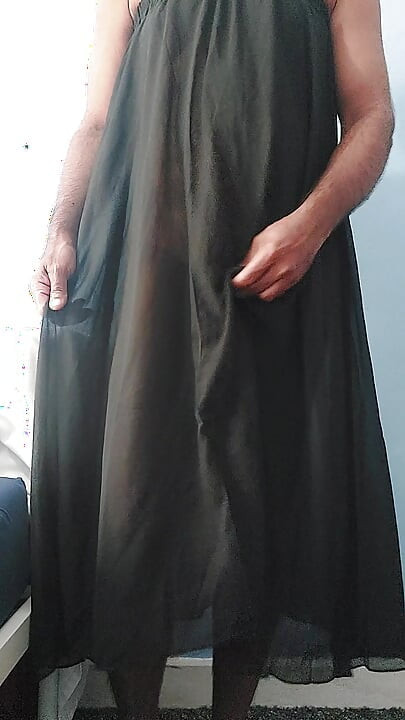 I'm masterbating and cum wearing a Silk Seethrough black skirt