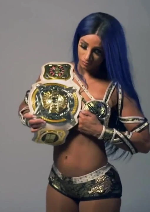 WWE - Sasha Banks with a title belt