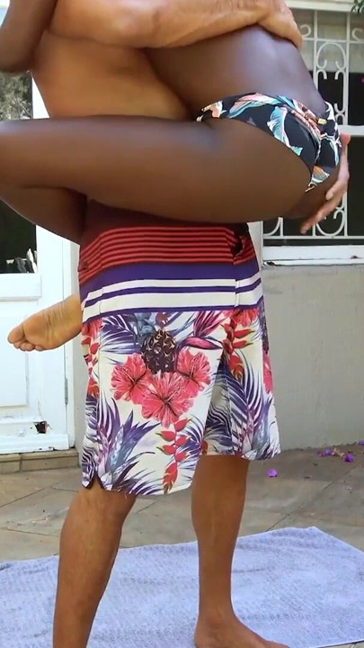 My BLACK GIRLFRIEND took me outside to show me the new moves she learned in her yoga class | Clip 1