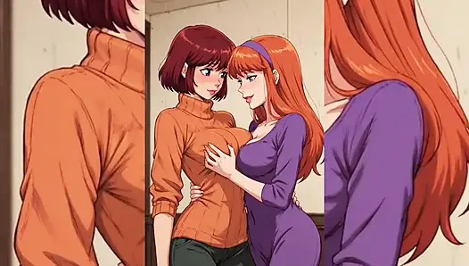 AI Toon lesbischer super-schlampen - zunge küssen, humping-gruppe, softcore