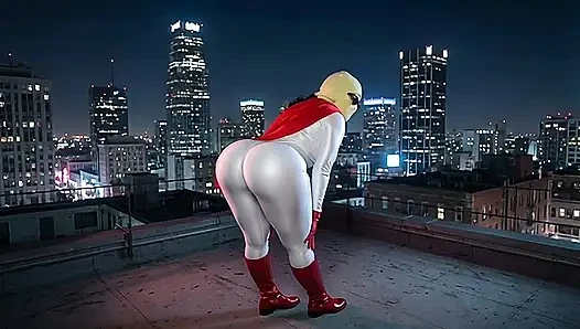 Cewek superheroine dengan pantat bahenol warna putih dan merah lagi pamer pantat bahenolnya