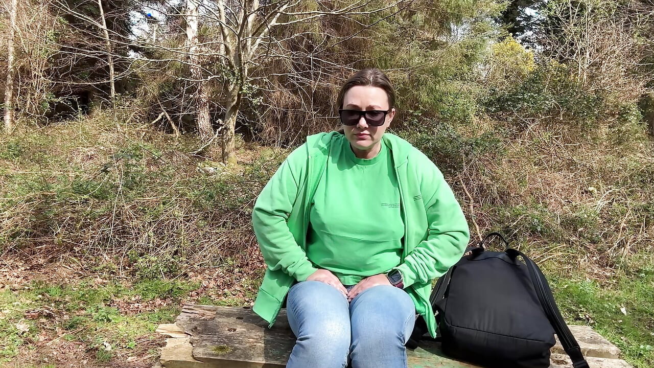 Desperate Outdoor Wetting Jeans on the Public Trail